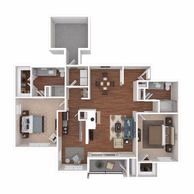 2 Bed 2 Bath 1250 SqFt (1171 Net)  0633 floor plan